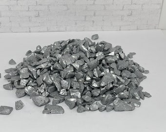 Decorative Filler Silver Color Glass Nuggets, Fairy Garden, 8 ounces, approximately 3/4 Cup, Wedding supplies, Craft Supplies, Large Chips