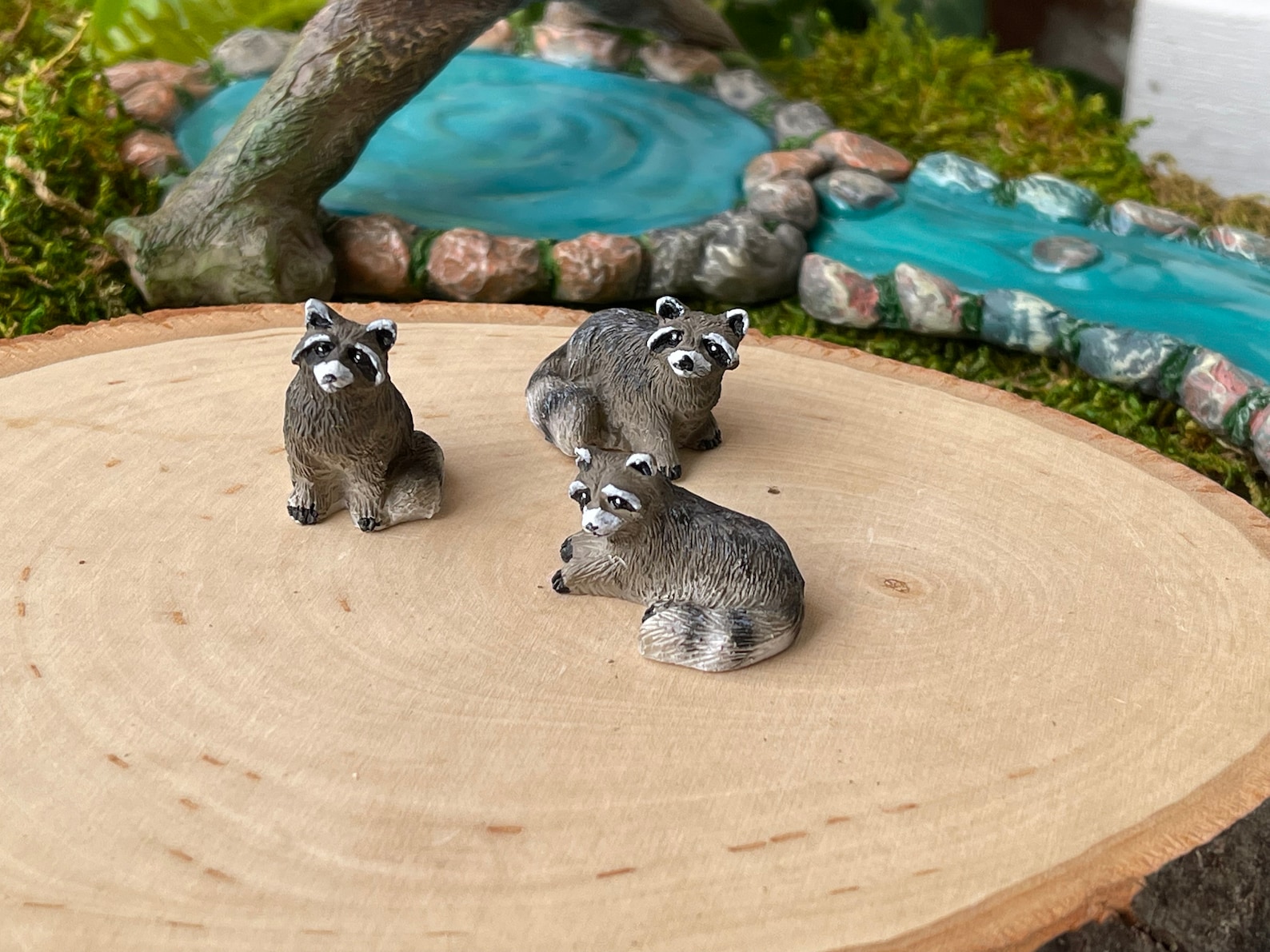 Mini Raccoon Miniature Raccoons SET of 3, Miniature Raccoon, Fairy Garden Animals ...