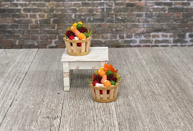 Miniature Harvest Basket Fall Miniatures Mini Bushel Basket Etsy