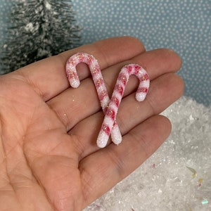 3 or 6 Mini Glittered Candy Canes, Miniature Candy Canes, Faux Candy Cane, Craft Supplies, Craft Supply, non-edible, craft supply