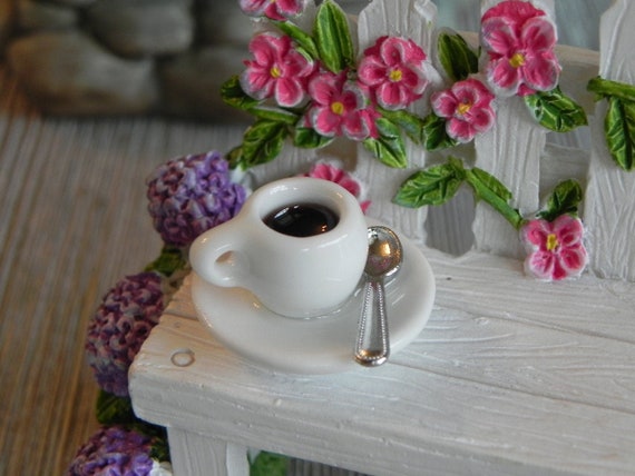 Miniature Tea Pot and 2Tea Cup Sets,Miniature Ceramic Tea Cup with saucers,  Miniature Tea,Dollhouse Sweet,Miniature Tea Pot