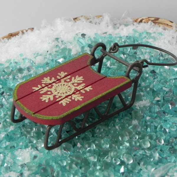 Fairy Garden sled, Christmas miniature garden supply, miniature sled, miniature sleigh, fairy garden accessories, mini sled