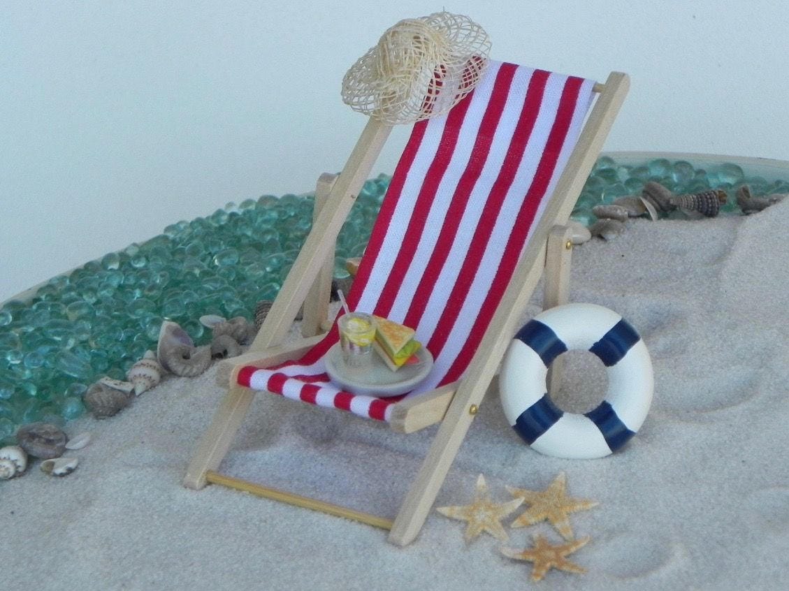 Miniature Deck Chair Miniature Beach Garden Accessories Life Etsy