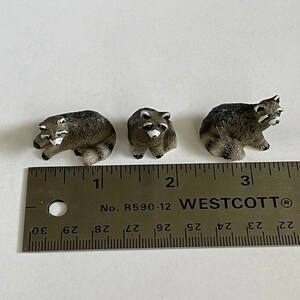 Mini Raccoon Miniature Raccoons SET of 3, Miniature Raccoon, Fairy Garden Animals ...