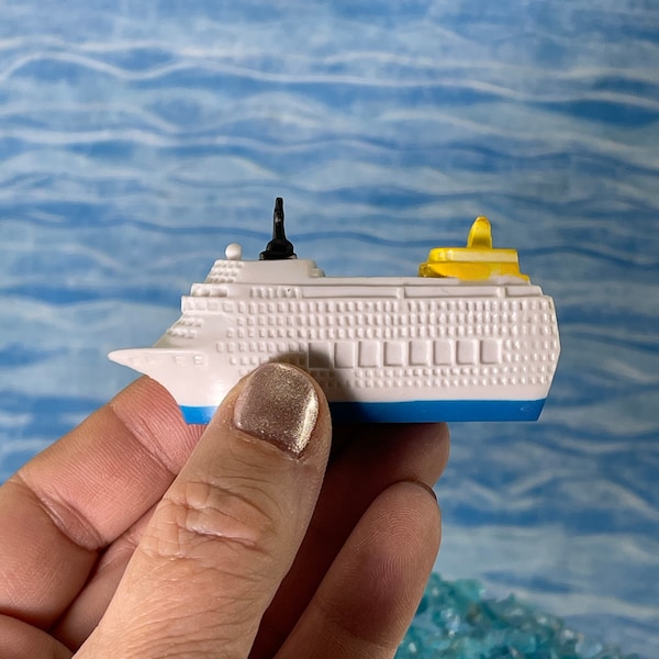 Miniature Cruise Ship, Plastic Model, Cupcake Cake Topper, Figure, Fairy Beach Garden Accessories, Diorama Terrarium, vacation, Craft Supply