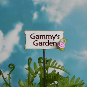 Miniature Sign Gammy&#39;s Garden, fairy garden minis, handcrafted wooden sign, mini garden terrarium supply,  fairy garden miniatures