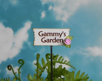 Miniature Sign Gammy's Garden, fairy garden minis, handcrafted wooden sign, mini garden terrarium supply,  fairy garden miniatures