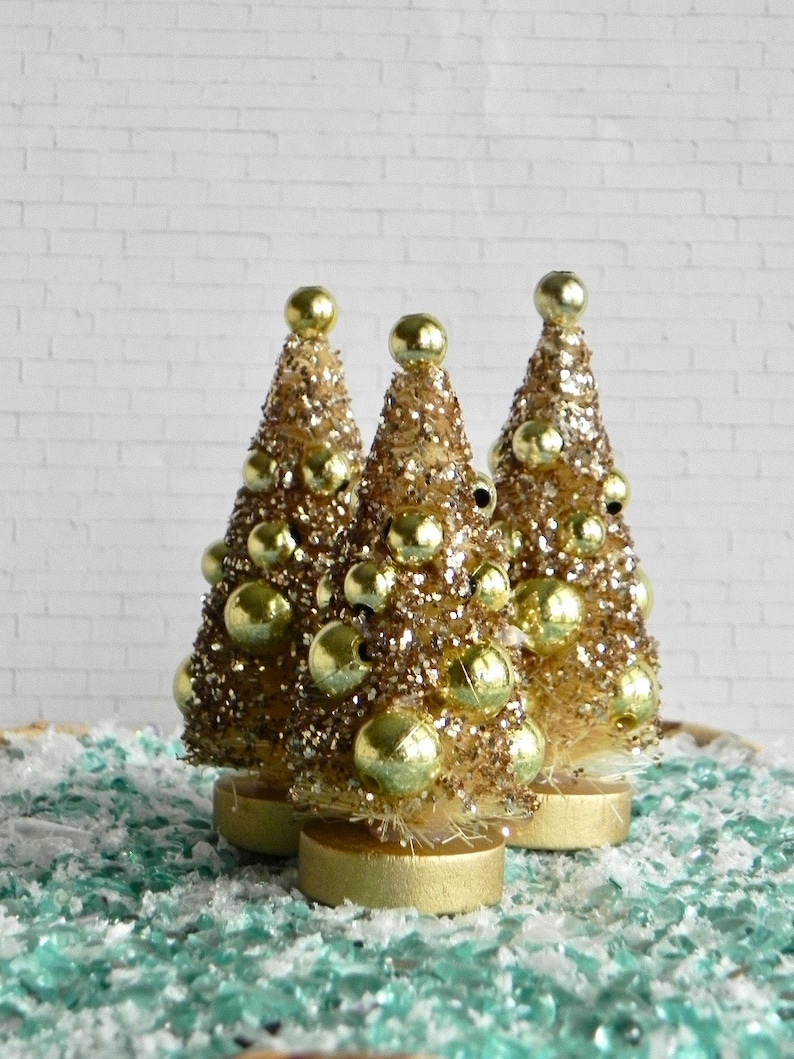 Miniature Christmas Trees Mini Tree Bottle Brush Tree Retro Etsy