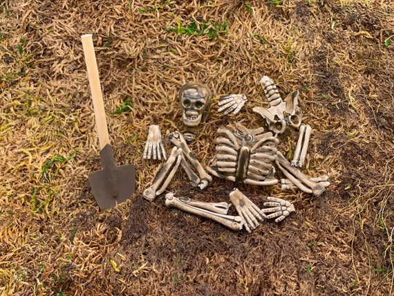 Miniature Skeleton Bones, Miniature Shovel, Mini Pile of Bones