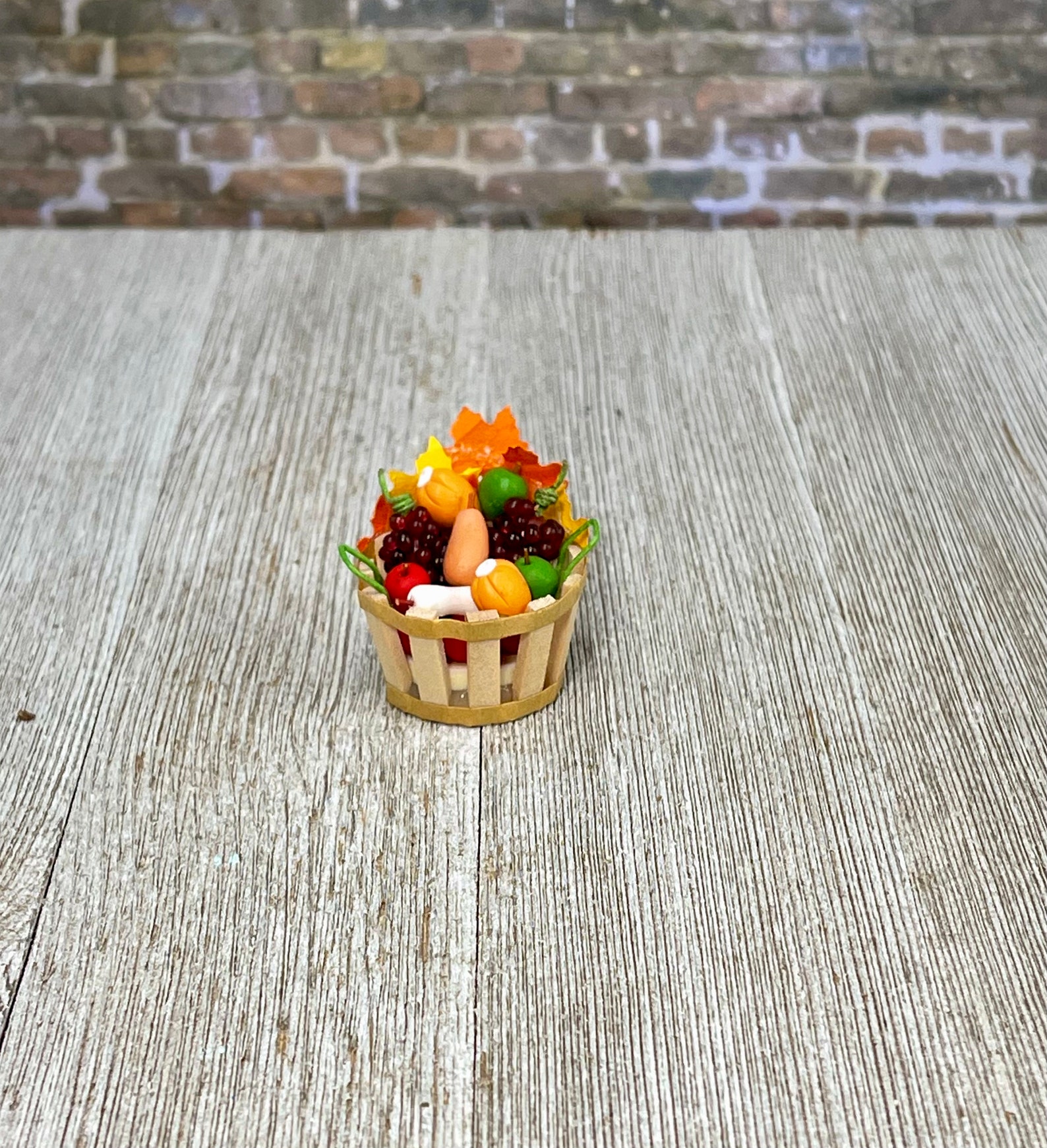 Miniature Harvest Basket Fall Miniatures Mini Bushel Basket Etsy