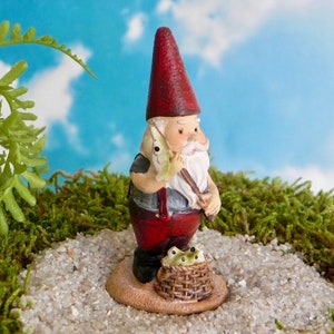 Miniature Fishing Gnome Fisherman, Fairy Garden Accessories, Mini Gnome ...