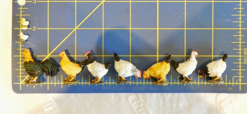 Miniature Chickens, micro mini chicks, rooster, hens, fairy garden farm miniatures, accessories for mini garden, SOLD SEPARATELY image 5