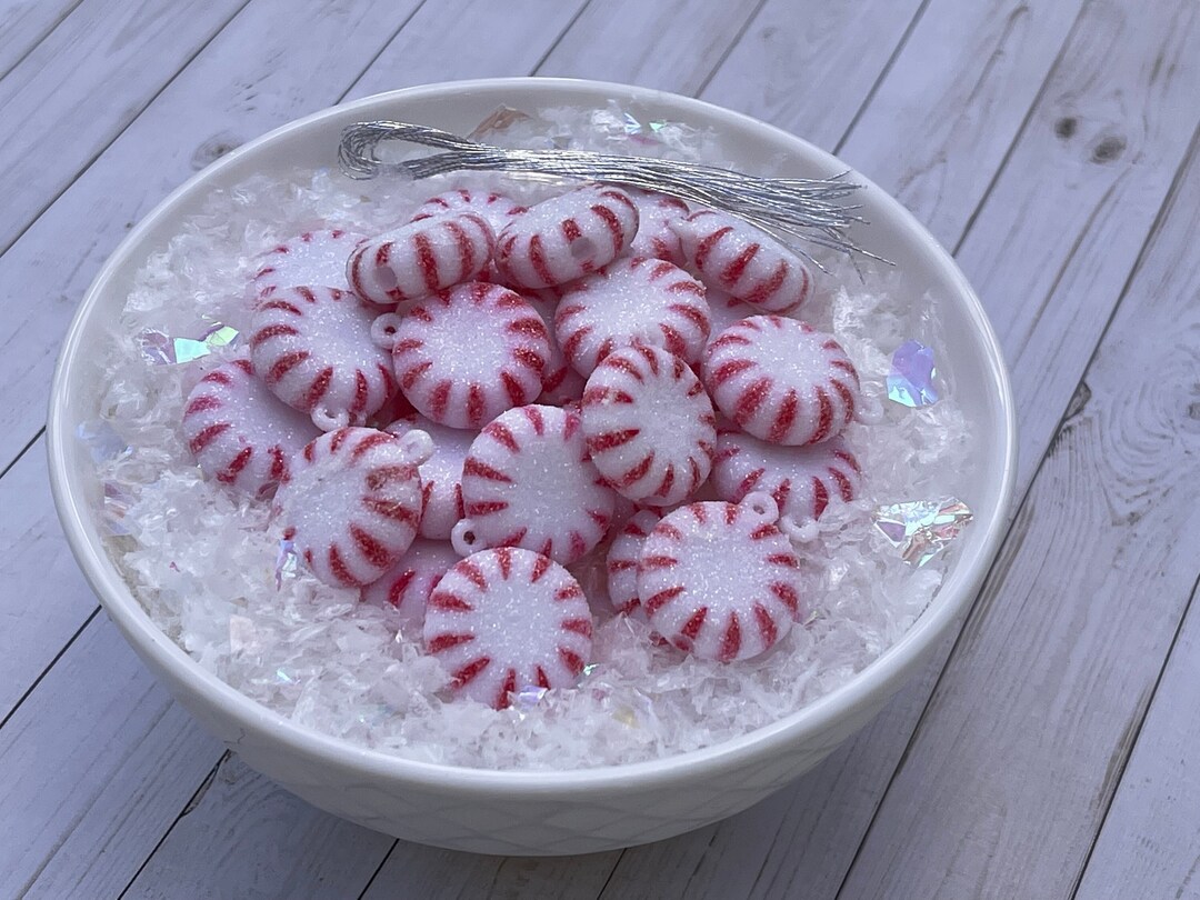 Glittered Peppermint Swirl Candy, Faux Candy, Miniature Embellishments