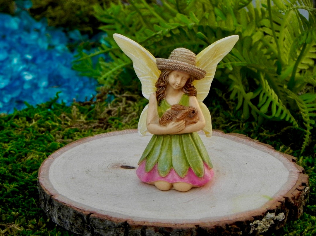 Bunny Fairy, Miniature Fairy With Bunny, Fairy Garden Accessories ...