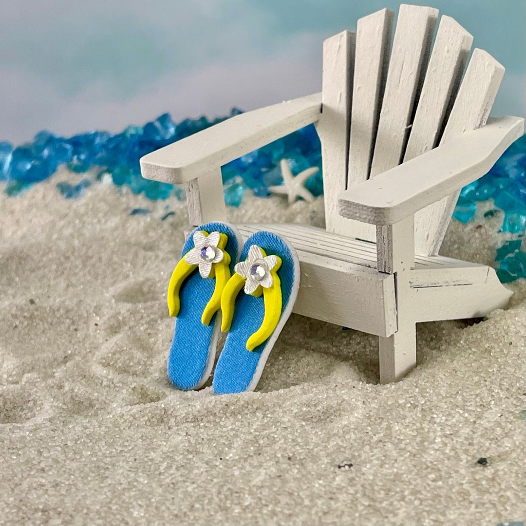 Miniature Flip Flops Blue, Miniature Handcrafted Adirondack Chair