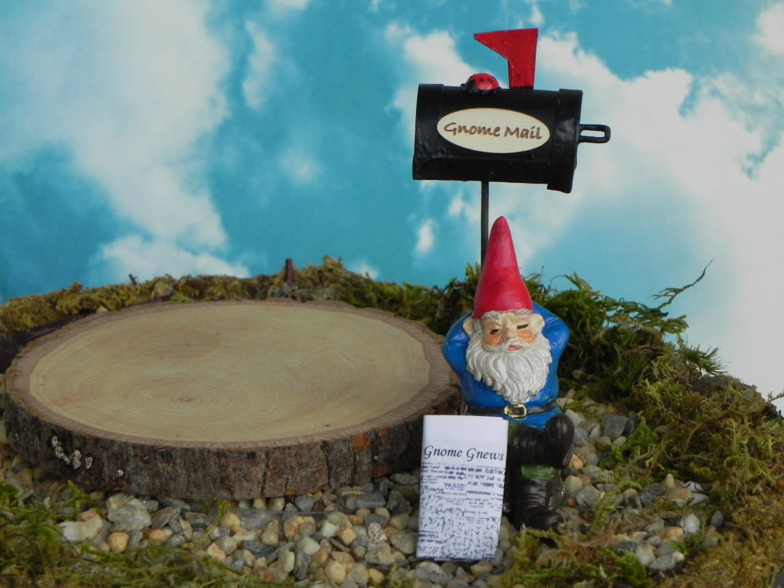 Miniature Gnome Mailbox Gnome Gnews Paper Miniature Sleeping Etsy