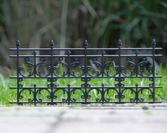 Miniature Fairy Garden accessories Black plastic Decorative Fencing supply dollhouse wrought iron look ornate fencing, Halloween garden