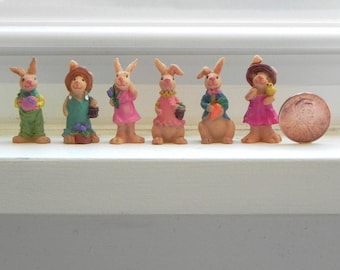 ONE Fairy Garden Easter Bunny, micro mini Easter fairy garden terrarium accessories, bunny figurine, tiny bunnies, dollhouse miniatures
