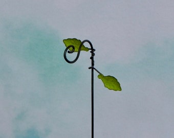 Miniature Hook for fairy garden, leafy  hook, fairy garden accessories, fairy garden miniatures