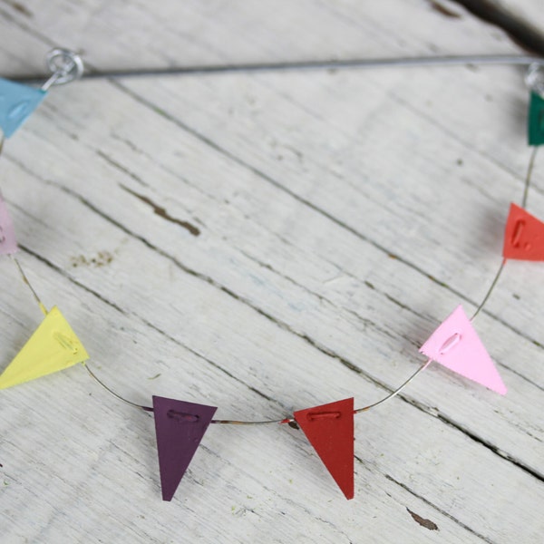 Fairy Garden Accessories miniature bunting pennant party flags - Birthday Party flags - cake topper