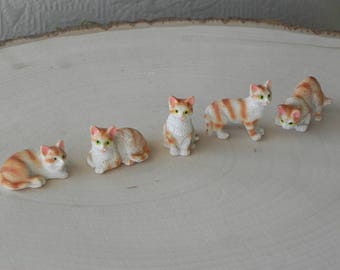 ONE Miniature Cat, fairy garden cats, terrarium miniatures, orange white striped kitty kitties, dollhouse pet, accessories, craft supplies