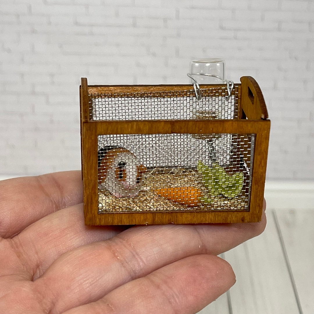 Miniature Guinea Pig Cage, Dollhouse Accessories, Pet Animal