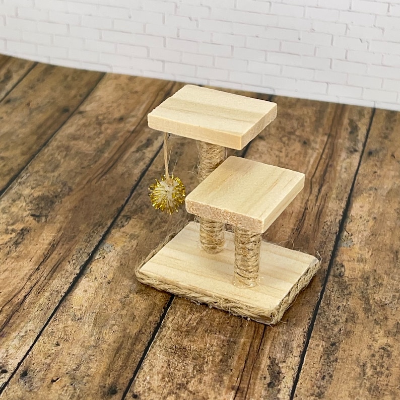 Miniature Cat Tree, Miniature Cat Tower scratching post, Halloween Cat, Dollhouse Miniatures, Fairy Garden Accessories, Cat Lover Gift bild 4