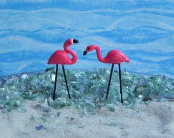 Miniature Fairy Garden Flamingo, SET OF 2, fairy garden miniatures, fairy garden accessories, beach scene