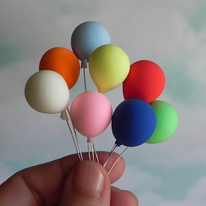 8 Miniature Balloons, supplies for miniature fairy garden party accessories, mini craft supply, fairy garden birthday party accessory