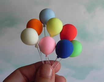 8 Miniature Balloons, supplies for miniature fairy garden party accessories, mini craft supply, fairy garden birthday party accessory