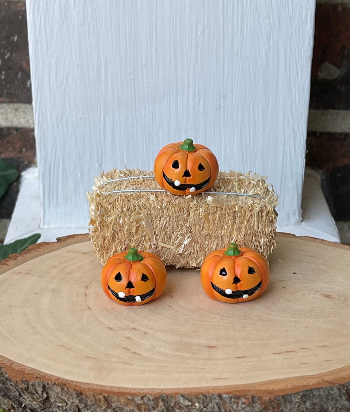 Miniature Jack O Lantern Miniature Hay Bale Jackolantern Etsy