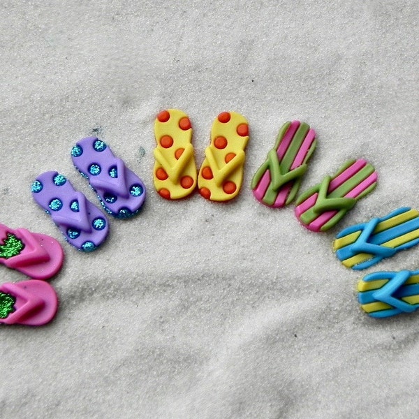 Miniature Flip Flops ONE PAIR - Fairy Garden supply - fairy shoes - beach garden supplies - fairy garden accessories