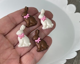 Miniature Easter Chocolate Bunny made of acrylic, bunny button,  dollhouse miniatures, bunnies for Easter basket, flat back bunnies