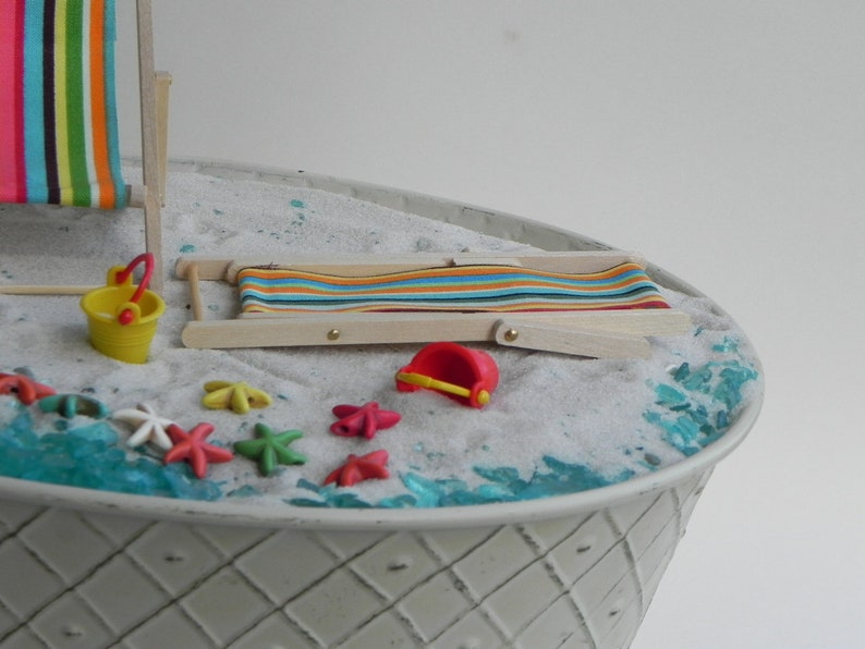 Miniature beach deck chair, bucket, etc, fairy garden accessories, fairy garden miniatures, SOLD SEPARATELY image 4