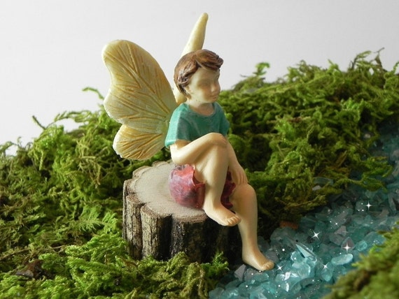 Fairy Garden Accessories Sitting Boy Fairy Figurine Miniature