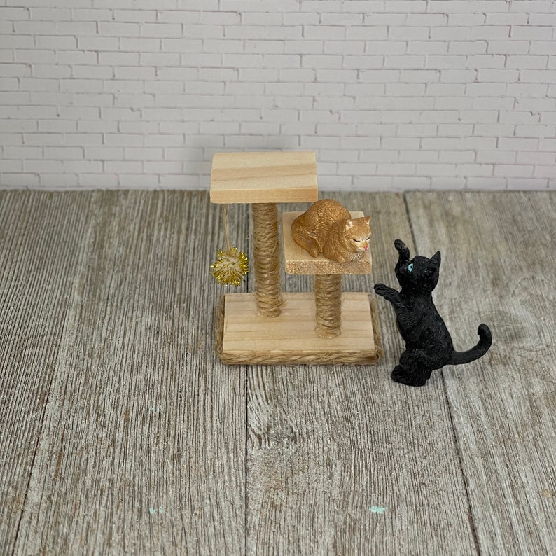 Miniature Cat Tree, Miniature Cat Tower scratching post, Halloween Cat, Dollhouse Miniatures, Fairy Garden Accessories, Cat Lover Gift bild 7
