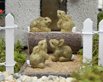 Fairy Garden accessories Bunny rabbit - supplies for terrarium, dollhouse miniatures figurine accessory, craft supply
