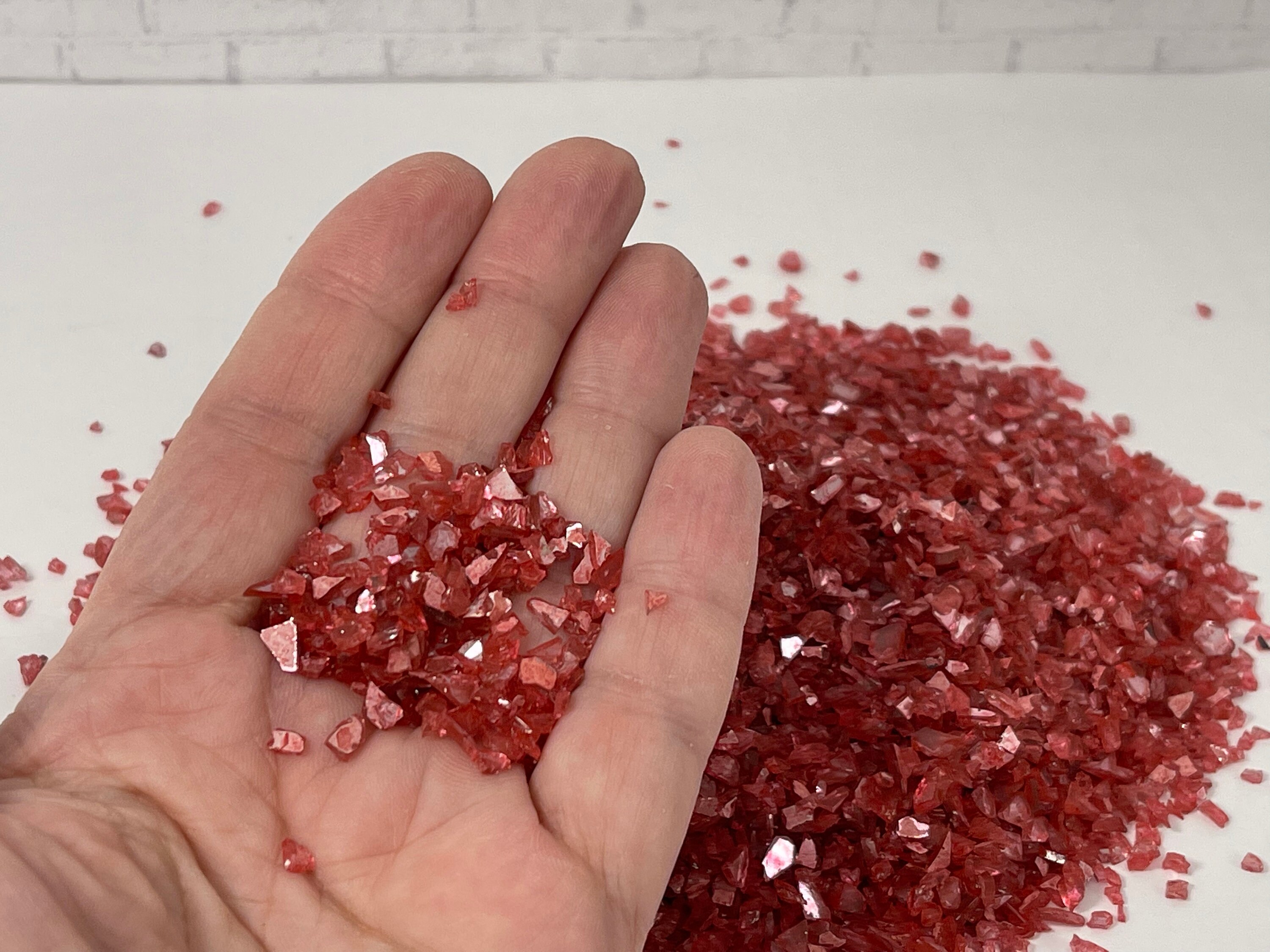 Miniature FAIRY GARDEN Terrarium ~ Lt PINK GLASS GEMS Crushed Decorative Chips 