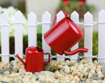 Fairy Garden Accessories Miniature Watering Can Water Can painted red accessories for terrarium choice of small or large