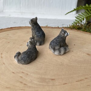 Mini Raccoon Miniature Raccoons SET of 3, Miniature Raccoon, Fairy Garden Animals ...