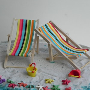 Miniature beach deck chair, bucket, etc, fairy garden accessories, fairy garden miniatures, SOLD SEPARATELY image 1