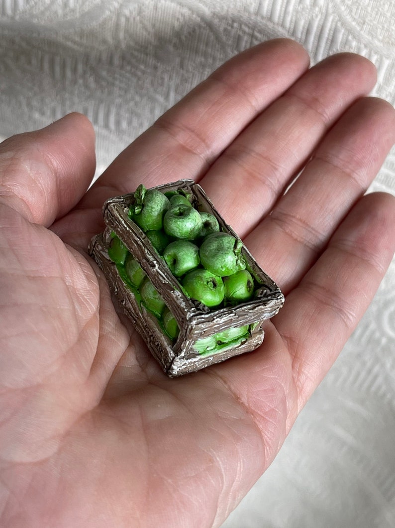 Fairy Garden Accessories, Apple Crate, Miniature Sign, Fairy Garden Miniatures, Dollhouse Miniatures, Miniature Apples, Terrarium Supplies image 5