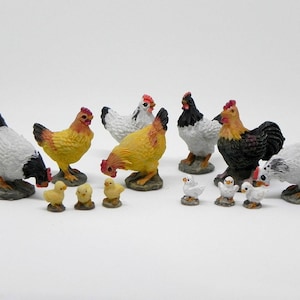 Miniature Chickens, micro mini chicks, rooster, hens, fairy garden farm miniatures, accessories for mini garden, SOLD SEPARATELY image 1