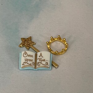 Once Upon A Time Book, miniatures for fairy garden, miniature wand, mini crown, fairy tale book, mini magic wand, fairy princess accessories image 7