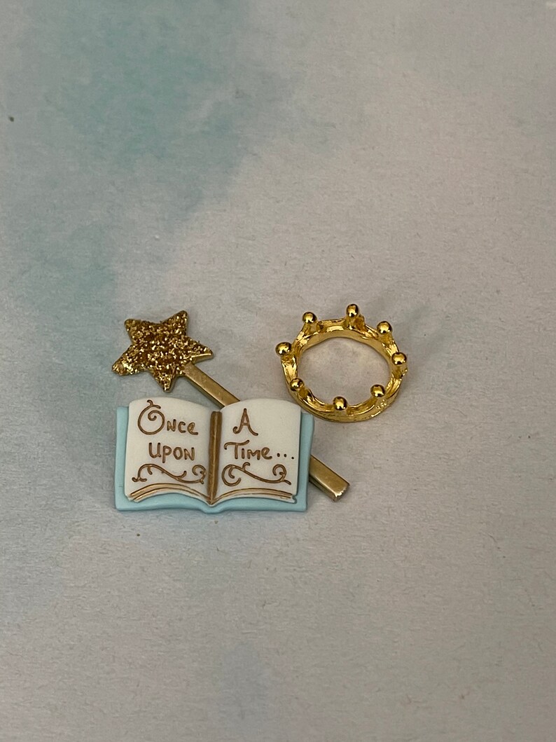 Once Upon A Time Book, miniatures for fairy garden, miniature wand, mini crown, fairy tale book, mini magic wand, fairy princess accessories image 7