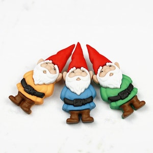 Garden Gnome Buttons - miniature gnome supply - fairy garden accessory - craft supplies - SOLD SEPARATELY