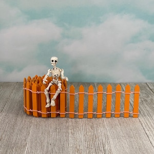 Miniature Picket Fence, Halloween Miniatures, Miniature Posable Skeleton, Dollhouse Miniatures, Fairy Garden Accessories, Cake Topper
