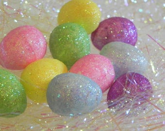 Miniature Easter Eggs, glitter foam eggs, fairy garden accessory, small eggs for baskets, colorful mini eggs, fairy garden accessory