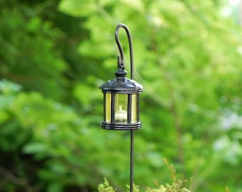Miniature Lantern, round or square, shepherd's hook, fairy garden miniatures, fairy garden accessories