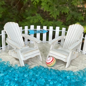 Fairy Garden Beach Miniatures, SOLD SEPARATELY, miniature Adirondack chairs, miniature beach ball, beach themed wedding cake topper, coastal